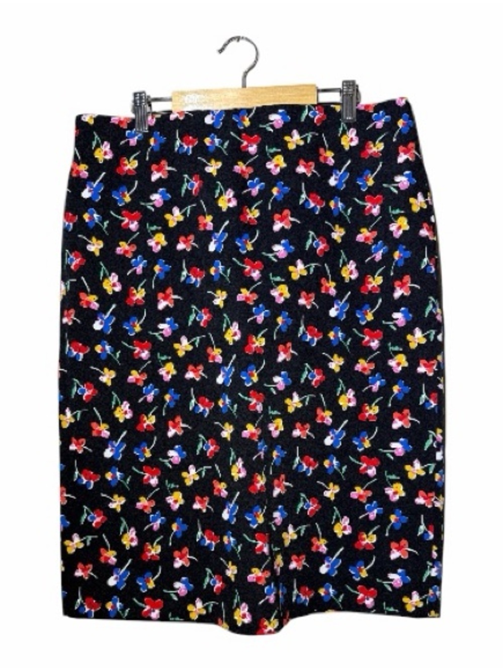 Philosophy Black Floral Pencil Skirt with Red, Blue, Yellow Flowers